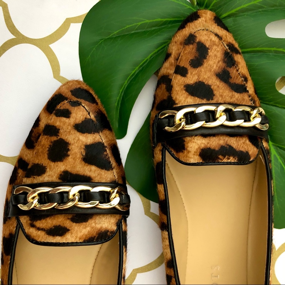 EUC Talbots Calf-Fur Leopard Loafers Size 7.5